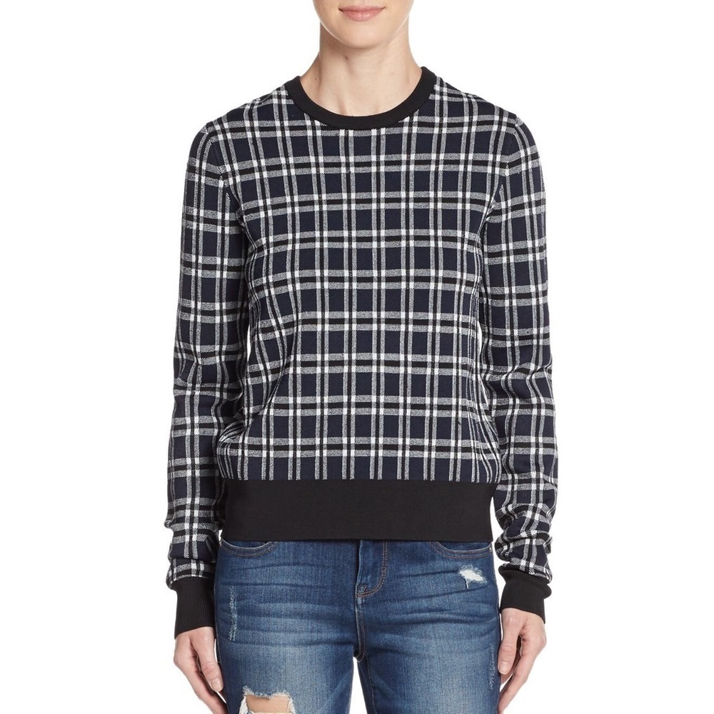 A.L.C. Synthetic Diggs Long-Sleeve Plaid Sweater